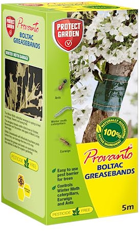Provanto Boltac Greaseband, 5m - Insect Control Tree Barrier - Pesticide-Free Winter Moth Control - Tree Protector - for Protection Against Caterpillars, Earwigs, Ants, & Other Pests