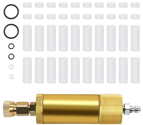 VerRich PCP - Filtro de aire de mano separador de agua y aceite con conexión rápida hembra y macho para bomba de compresor de aire de alta presión, 30 Mpa (dorado)