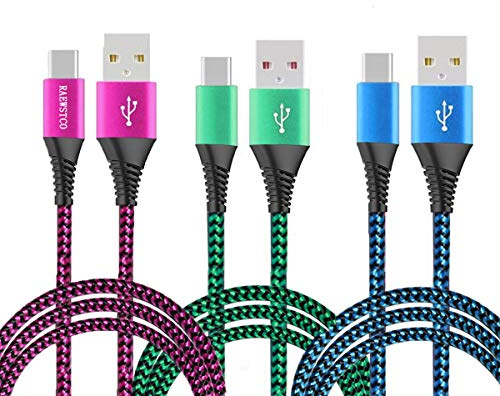 Octelect [3Pack/3M] Cavo USB C in nylon su USB 3.0 A, ricarica rapida lunga, USB C, per telefono di tipo C, laptop, tablet, smartphone, ecc