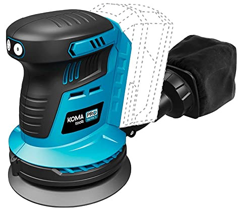 LIJADORA EXCENTRICA 20V (SIN BATERIA Y CARGADOR) 13x30x15cm KOMA TOOLS PRO SERIES BATTERY