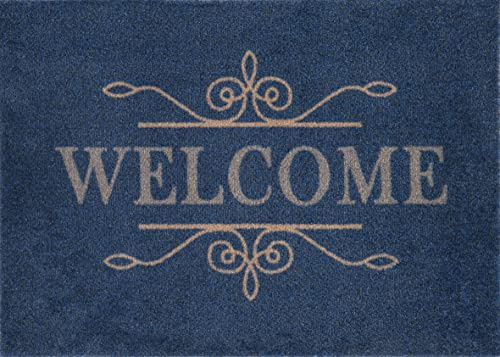 Casita Living Design Welcome Blue 50x70 cm, innen und außen, waschbar, dunkelblau