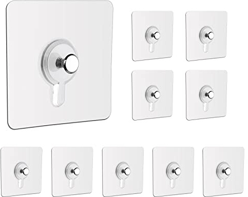 Tornillos adhesivos 12 unidades clavos adhesivos ganchos transparentes ganchos mágicos fijación a la pared sin taladrar 2 tamaños 8 mm 9 mm para cuarto de baño cocina fotos pintura decorativa