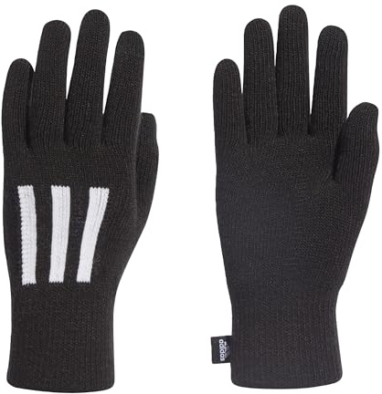 adidas Unisex 3-Stripes Conductive Gloves, Black/White, L