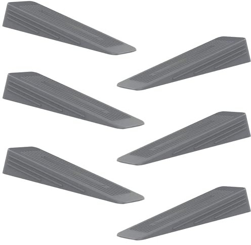 AFFIXERS Door Stop | Door Stoppers for Floor Anti-Skid, Durable, and Heavy Duty Rubber Door Stops | Ideal for All Types of Surfaces | Door Wedges Indoors (Grey, Pack of 6)