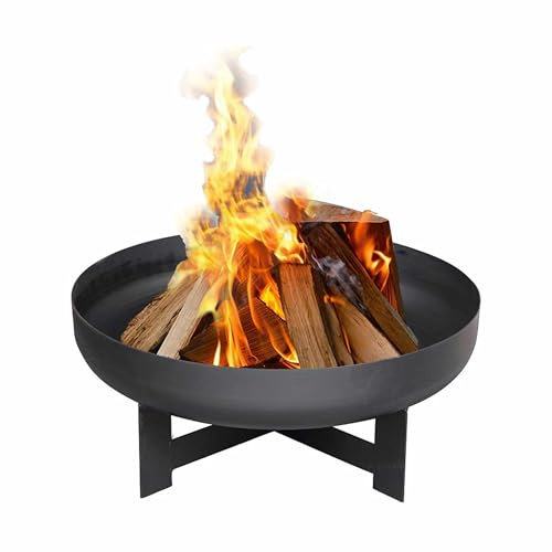SMPLY. | Brasero Exterior Jardin | Hoguera de Acero| Pozo de Fuego Chimenea para Terrazas, Jardines y Camping | Modelo City 50 cm| Color Negro