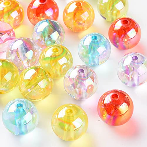 Spritewelry Transparente Acrylperlen, rund, AB-Farbe, lose Perlen für DIY-Schmuckherstellung, Bastelbedarf, 111 Stück/500 g, 20 mm