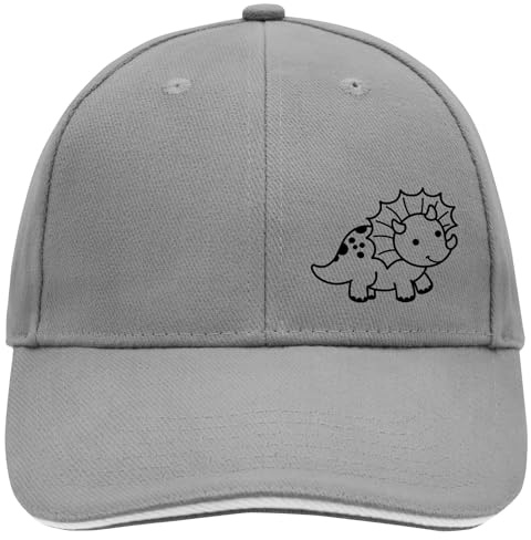 Huuraa Cappy Mütze Triceratops Dinosaurier Dark Grey/White Baumwolle 6-Panel Kappe Geschenkidee