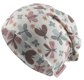 Sterntaler Beanie Schmetterling - Baby Mütze aus Flammgarn Jersey mit allover Schmetterlingen - Mädchen Beanie Mütze - Baby und Kinder Übergangsmütze