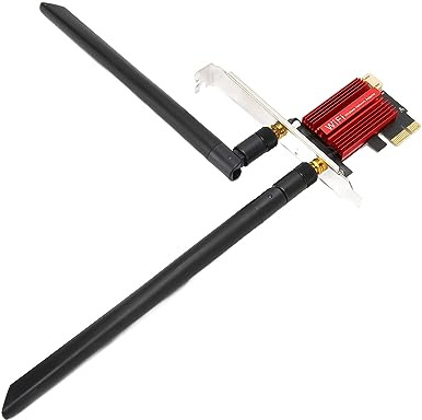 Elprico Carte WiFi, Carte Réseau AX210 Pro WiFi 6E PCIE, Bandes 2,4 GHz 5 GHz 6 GHz Technologie MU MIMO Carte WiFi 5374 Mbps pour Win10 11 pour Linux