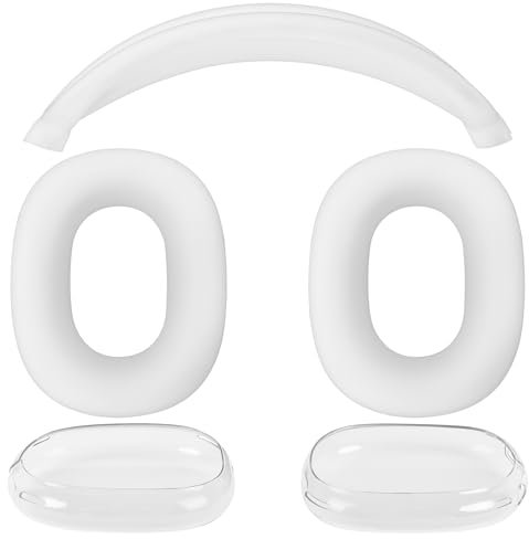 Kopfband Abdeckung kompatibel mit Apple Airpods Max, Silikon Hülle kompatibel für AirPods Max, Silikonhülle für AirPods Max, Apple AirPods Max für Anti-Fingerabdruck & Anti-Kratzer & Anti-Staub, Weiß