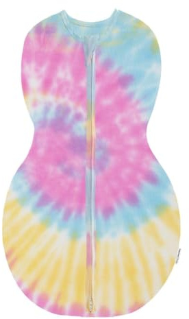 happiest baby Sleepea Pucksack 5-Sekunden-Wickeltuch, 100% Bio-Baumwolle, von Ärzten entworfen fördert gesunde Hüftentwicklung (Batik-Regenbogen, M)