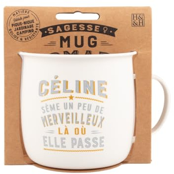 Mug Nomade - Mug à thé et café personnalisé Céline - Cadeau pour Femme, Rose, Mauve