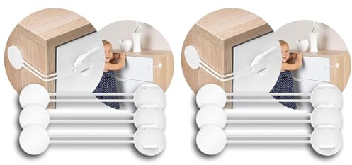 reer 72040 Multi-Sicherung 3 Stück Vorteilspack, Kindersicherung für Schrank, Schublade und mehr, vom Schwäbischen Kindersicherheitsexperten, Weiß (Packung mit 2)