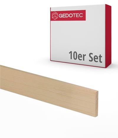 Gedotec Holzleisten zum Basteln und Bauen aus Buche - 95 cm | 10 Stück 3x25x950 mm | BASIC | Kantholz für DIY & Möbelbau – Buchenholzleisten unbehandelt & astfrei