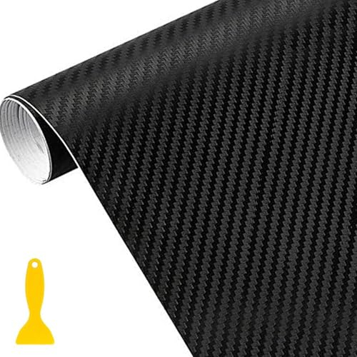 Wellzenith Carbon Folie,150 * 30cm Selbstklebend Autofolie aus Vinyl,Carbon Folie Vinylfolie (3D Schwarz X2)