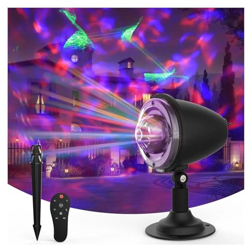 MEIVIYA Proyector de Navidad al Aire Libre, Proyector de luz 2 en 1 for Halloween, Foco de Ondas de Agua for Exteriores, proyector Impermeable for jardín de Fiesta Interior de Navidad