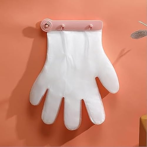 Disposable Glove Holder Organizer Wall Mounted,Glove Holder with 100PCS Gloves,Wall Mounted Disposable Glove Storage Organizer Container, Glove Dispenser Holder (Pink)