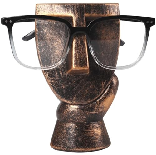 Brillenständer Brillenhalter Lustig Kreative Abstrakte Figurenform Brillenablage, Optische Ladentheke Harz Brille Display Ständer, Desktop-Ornamente(Copper)