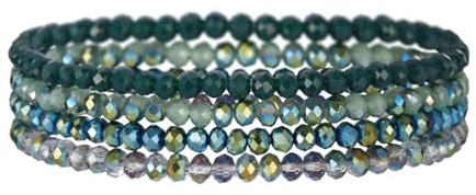OPVYAEU 4 Stück Damen Kristall Perlen Armband Mehrschichtiges Steine Armband Boho Modeschmuck Beste Freundin Geschenke(grün)
