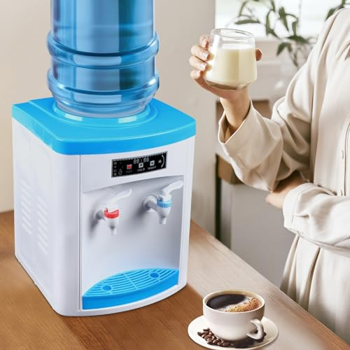 MEELRYD 550W Elektrischer Wasserspende, 220 V Mini-Desktop-Wasserspender Heiß Kalt Stehend Desktop Trinkbrunnen Wasserkühler Heißwasserspender Büro Hause