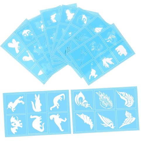SEWOART 10stücke Tattoo Malerei Vorlagen Gesicht Schablonen Aus Papier Und Pvc-material Für Bastel Und Heimwerkerprojekte Farbsprühen Und Diy-handwerk