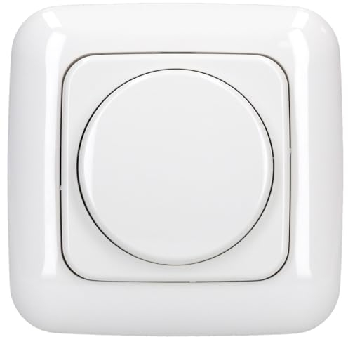 Busch-Jaeger Dimmer Set: 2511-214 1-fach Abdeckrahmen + 2115-214 Zentralscheibe + 6523 U-102 Drehdimmer Alpinweiß Reflex SI