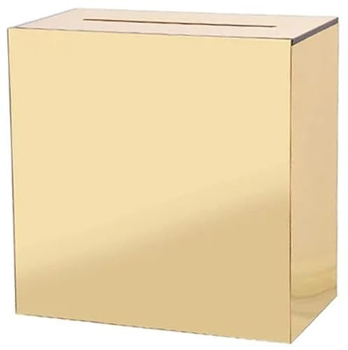 Vobumix Wedding Card Box with Slot Mirrored Post Gift Box Large Envelope Letter Box Geometric Decorative Case for Party Reception