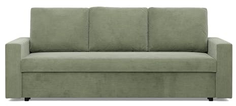 Mebligo - NEO Kollektion 3-Sitzer Sofa Mit Schlaffunktion Und Bettkasten, 220 x 92 x 92 cm, Wohnzimmer Schlafsofa, Sitz Mit Bonellfedern, Grün