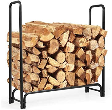 Funkenschutz für Kamine, Brennholzständer, robuster Brennholzhalter, Lagerregal für Brennholz aus Stahlrohren, leicht zu montierendes Brennholzregal für Terrassendecks, Holzlagerständer für den Inne