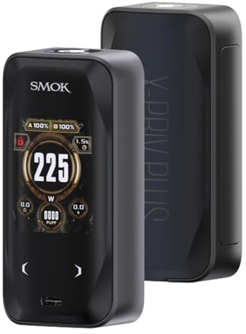 Smok X - priv plus mod 225w admite baterías 18650 (excluidas) admite latas secundarias TF - D/latas tfv9 / mini lata tfv18 estuches de cigarrillos mod vape DTL, sin nicotina (Negro)