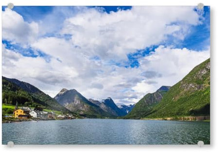 artboxONE Acrylglasbild 60x40 cm Natur Berge am Fjærlandsfjord Bild hinter Acrylglas - Bild fjærland Fjord fjærland