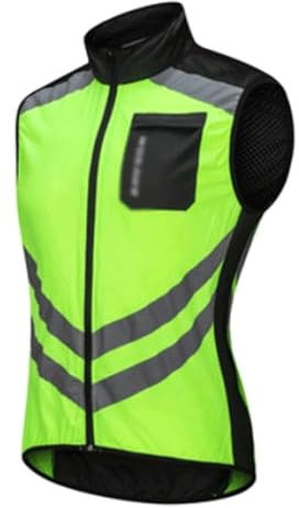 MUZIT Sicherheitsweste, gut sichtbare reflektierende Sicherheitsweste, Sicherheitsweste, leichte Sicherheitsweste, Polyester, winddicht, reflektierende Weste, 360° hoch(Green_L)