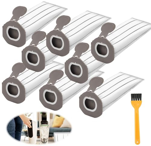 DXLing Lot de 8 Sacs pour Aspirateur compatible avec Vorwerk Kobold VK7 FP7 Sac de Filtres de Rechange Sac À Poussière de Rechange avec Brosse de Nettoyage pour Vorwerk Kobold VK7 FP7 Aspirateur