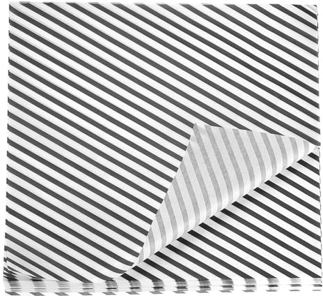 sourcing map 200pcs Square Stripes Wax Paper Sheets 12 x 12 Oil-Absorbing Dry Food Wrapping Paper for Sandwich Baking Paper Liners Picnic Basket Bread Hamburger Wrap Kitchen, Black