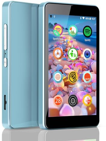 Kinder-MP3-Spieler mit Spotify, Elterngeräte, Spotify Kids, Audible, Amazon Music, Libby, 4,0-Zoll-IPS-Bluetooth-MP3-Musikspieler mit Einer Kapazität von bis zu 512 GB (Blau)