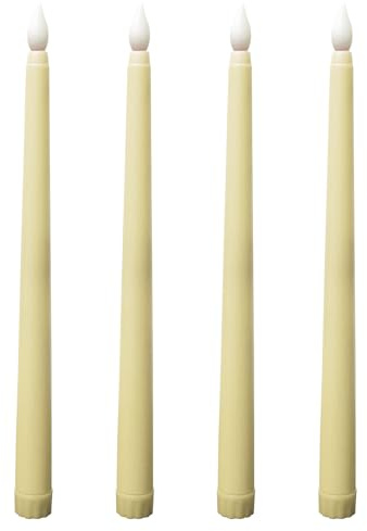 KARELLS Flameless Taper Candle, 4 Piece LED Light Candles, LED Candle Sticks, Floating-Battery-Fake-Taper-Candles for Christmas Home Wedding Decor, Beige