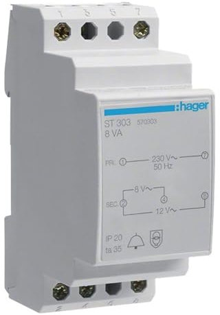 Klingeltrafo Hager Türklingel-Trafo REG, 230V / 8V und 12V / 8VA ST303