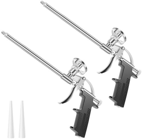 2 Stück Schaumpistole Metall Bauschaumpistole mit Schlanke Pistolenmündung Einstellbar Dosierpistole für pu-schaum Metallpistole zum Abdichten Füllen