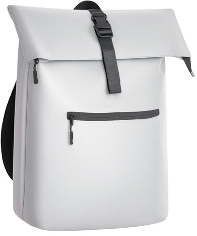 Gloop Rolltop Rucksack Wasserdicht für Damen & Herren, Großkapazitärer Rucksack, Klassisches Design mit Funktionalität, Elegant Reiserucksack Daypack für Reisen, Radfahren (Silver)