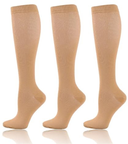 RRYPBOVG Kompressionsstrümpfe Herren 3 Piars Kompressionsstrümpfe for Leggings Laufdruck Fußballsocken for Erwachsene Edition Network Red Pressure Nurse Socks(3YSZ03-SK,S-M)