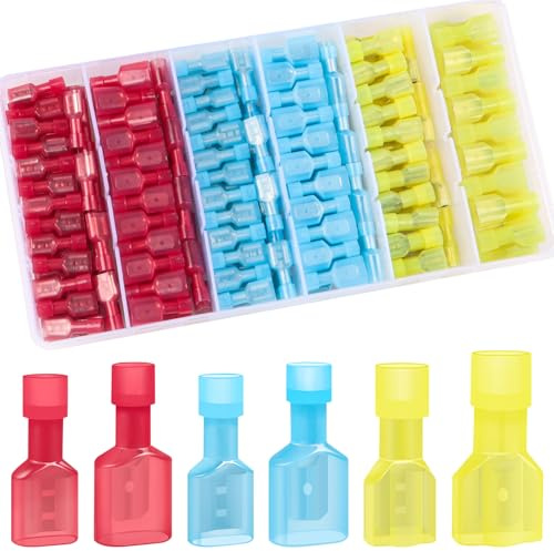 100 Stück 0.5-6.0mm² Kabelschuhe Set, Bolatus Nylon Steckverbinder Flachstecker KFZ Isoliert, Kabelschuhe Flachstecker Sortiment, Flachsteckhülsen Set mit Steckverbinder