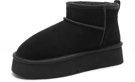 DREAM PAIRS Stivali da Neve Invernali con Plateau da Donna, Stivaletti Alla Caviglia Resistenti All'acqua, Leggeri Antiscivolo per Esterni