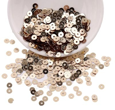 3 Packs 4MM/5MM/6MM Flat Round Loose Sequins, Silver-Base PVC Paillettes Sequins for Scrapbooking, Sewing Decoration, Champagne