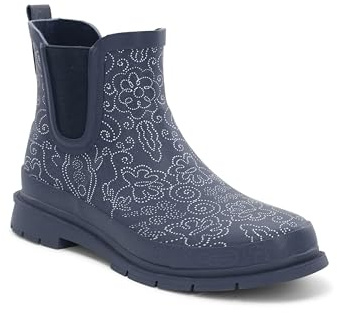 Western Chief Women's Waterproof Chelsea Ankle Rain Boot with Elastic Gore and Rubber Lug Outsole – Stylish and Functional for Rainy Days, Studded, 10