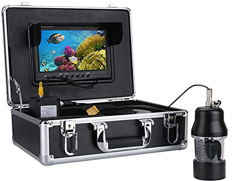 Underwater Fishing Camera, 9 Inch Color Screen DVR Recorder 20m 50m 100m Underwater Fishing Video Camera Fish Finder 22 LEDs 360 Degree Rotating Camera(White LEDs 20M cable)