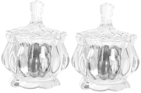 Gatuida 2 pièces Lot de Bocaux Verre Transparent avec Couvercle Pots de Rangement Alimentaire Compacts pour Cuisine Bonbonnière Décorative Multifonction pour Sucre Épices et Bonbons