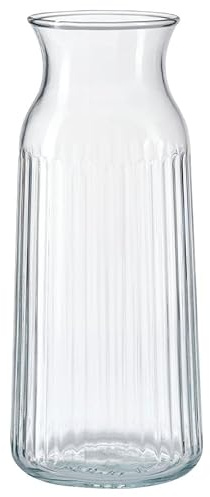 Carafe, Clear Glass with Pattern, 1.0L – Stylish Water Jug, Wine Decanter & Juice Pitcher for Dining and Entertaining