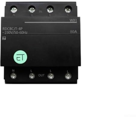 Minuteur WiFi pour disjoncteur relais 63a/80 a avec contrôle pour circuit sans fil 24 GHz 4p exploité à distance application triphasée systèmes triphasés (4P80A)
