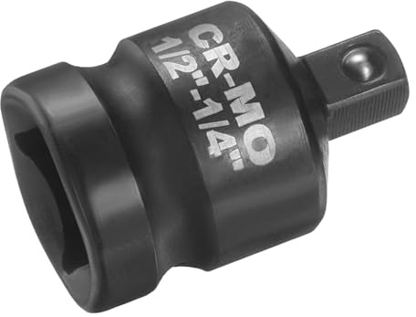 sourcing map Impact Socket Adapter 1/2 Female to 1/4 Male Square Drive Reducer Standard SAE CR-MO Steel Converter Impact Driver Ratchet Wrench Breaker Bar Conversion, Black