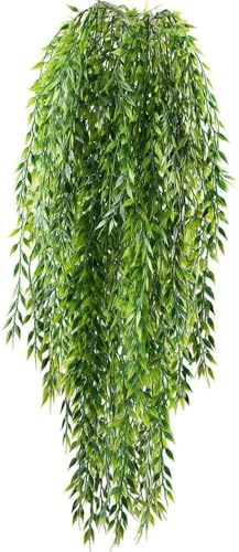 Minnhua 2pcs Plantas Artificiales Colgantes de Hiedra Falsa 92cm Guirnalda Hojas Verdes de Sauce Enredadera Plastico para Decoracion Exterior Interior Baño Balcón Boda Hogar Porche Valla Restaurante